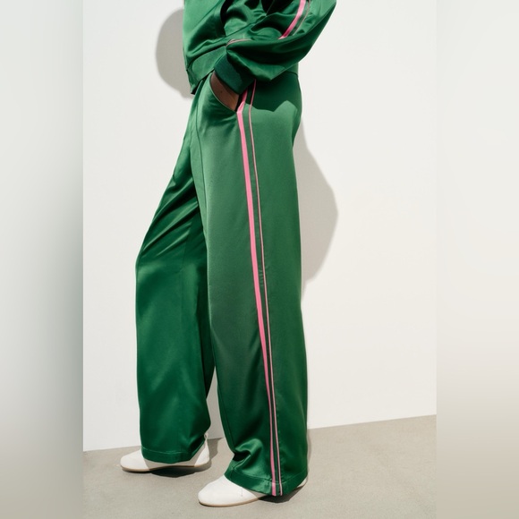 Haute Monde Pants - Haute Monde Pink and Green Satin Pants